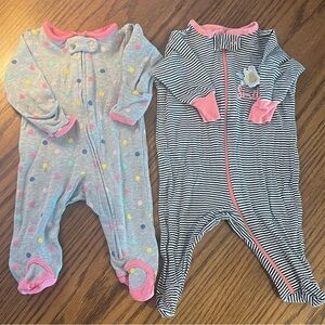 Carter's Gray and Pink Kids Footies Set